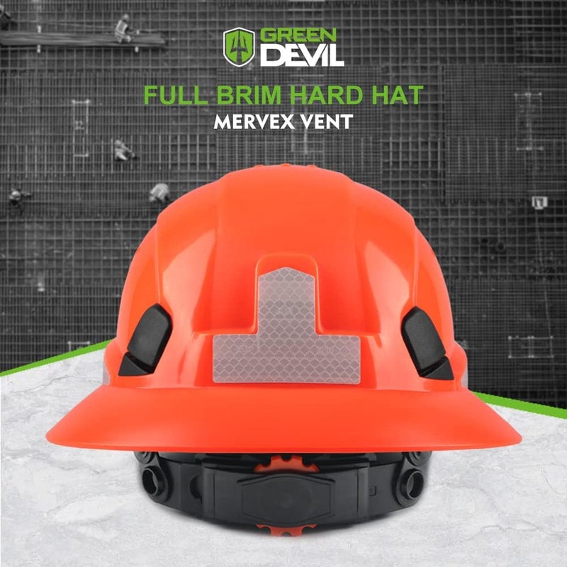 GREEN DEVIL Full Brim Hard Hat Vented Construction Safety Helmet OSHA Approved Cascos De Construccion Work Hardhats with Cooling Towel for Men&Women 6 Point Adjustable Ratchet Suspension - Image 5